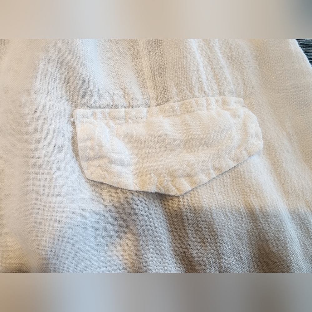 M MADE IN ITALY Bright White 100% Linen Elastic Waist Slim Leg Pants Sz M L27 - Picture 4 of 11
